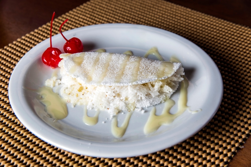 Traditional,Brazilian,Northeastern,Food,,Grated,Coconut,Sweet,Tapioca,With,Condensed